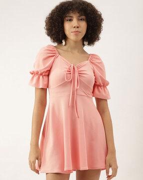 a-line dress with ruched detail