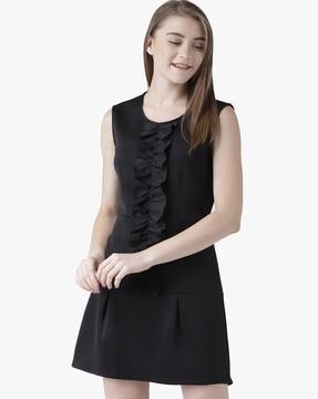 a-line dress with ruffled panel