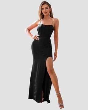 a-line dress with side-slit