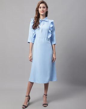 a-line dress with tie-up neck