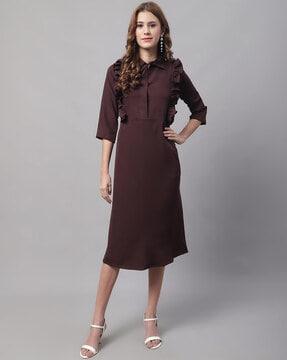a-line dress with tie-up neck