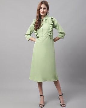 a-line dress with tie-up neck
