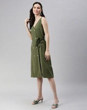 a-line dress with tie-up waist