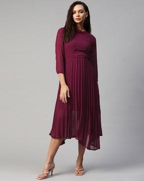 a-line dress with waist tie-up