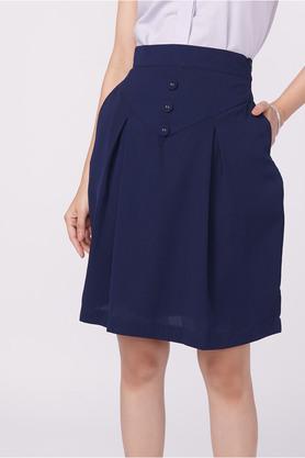 a line fit above knee poly blend womens formal wear skirt - navy