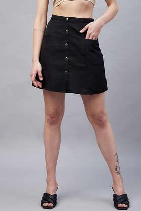 a line fit mid thigh crepe women's casual wear skirt - black