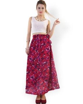 a-line floral print skirt