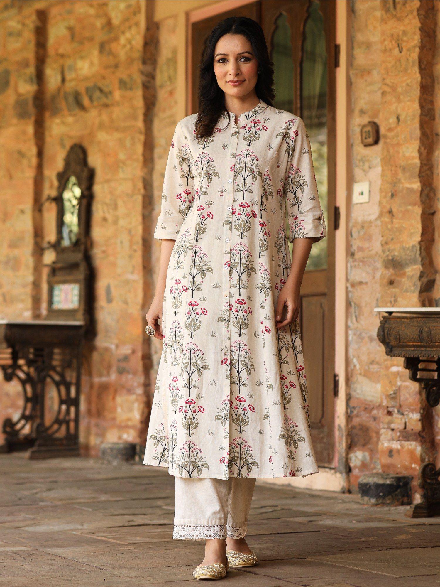 a-line kurta princess cut on flaked and embroidery with mirror work pink