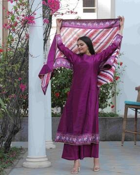 a-line kurta set with dupatta