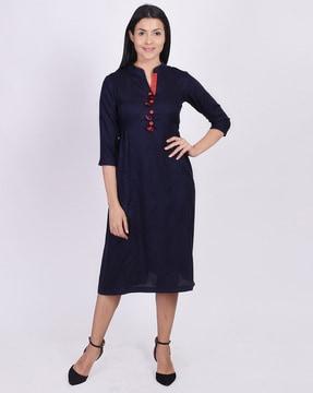 a-line kurta with 3/4th sleeves