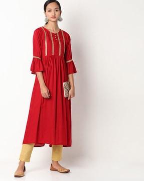 a-line kurta with bell sleeves