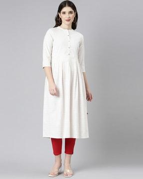 a-line kurta with mandarin collar