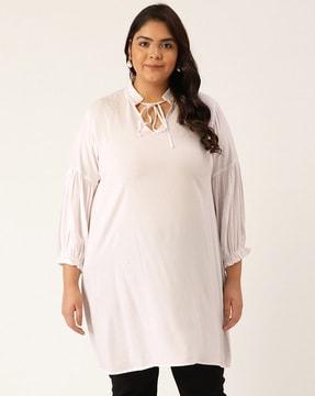 a-line kurta with neck tie-up