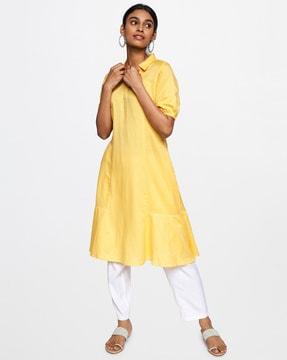 a-line kurta with spread collar