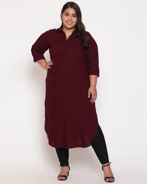 a-line kurta with spread collar