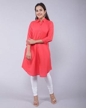 a-line kurti with button-down
