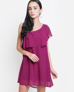 a-line mini dress with off shoulder