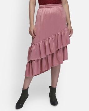 a-line skirt with asymmetrical hemline