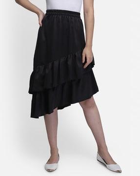 a-line skirt with asymmetrical hemline