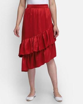 a-line skirt with asymmetrical hemline