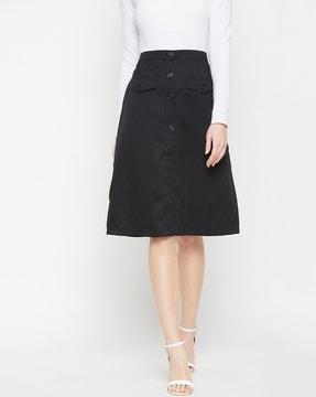 a-line skirt with flap pockets