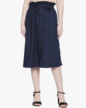 a-line skirt with paper-bag waist