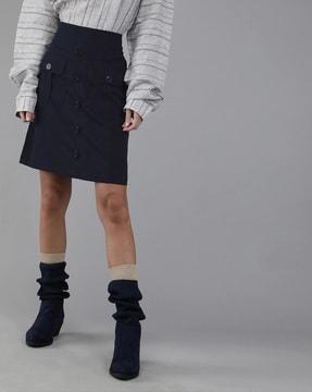 a-line skirt with patch pockets