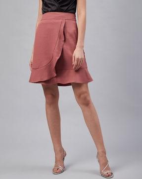 a-line skirt with ruffle overlay