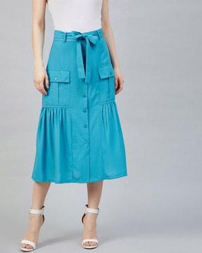 a-line skirt with tie-up waist