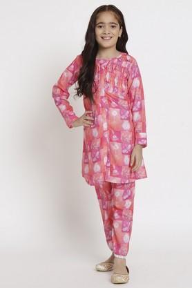 a line style cotton fabric kurti amd bottom - pink