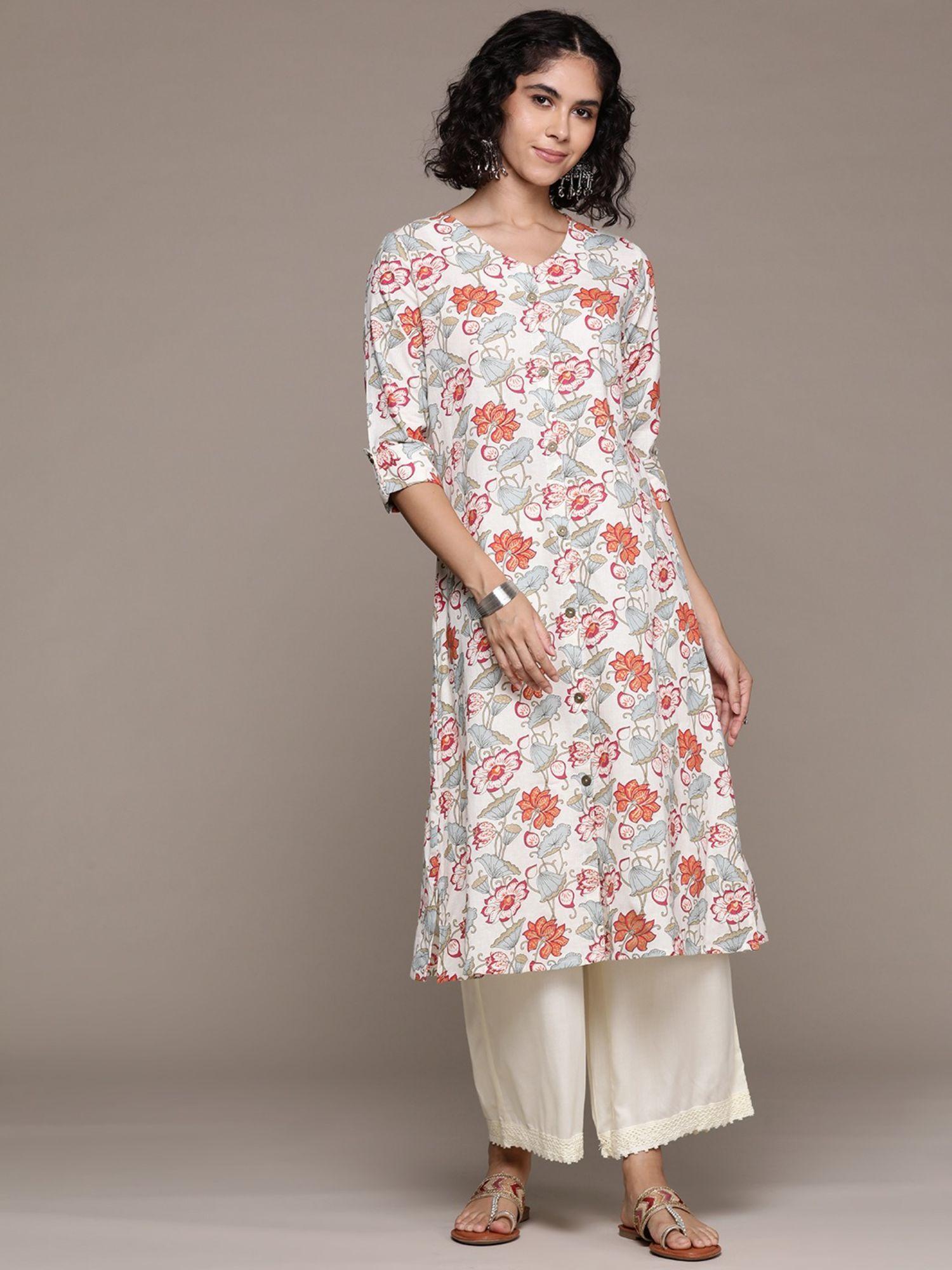 a line style cotton fabric multi-color kurta