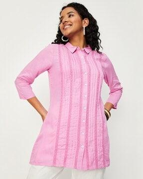 a-line tunic with button closure