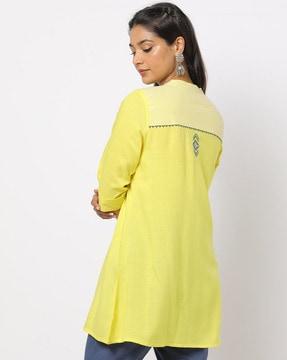 a-line tunic with roll-tab sleeves