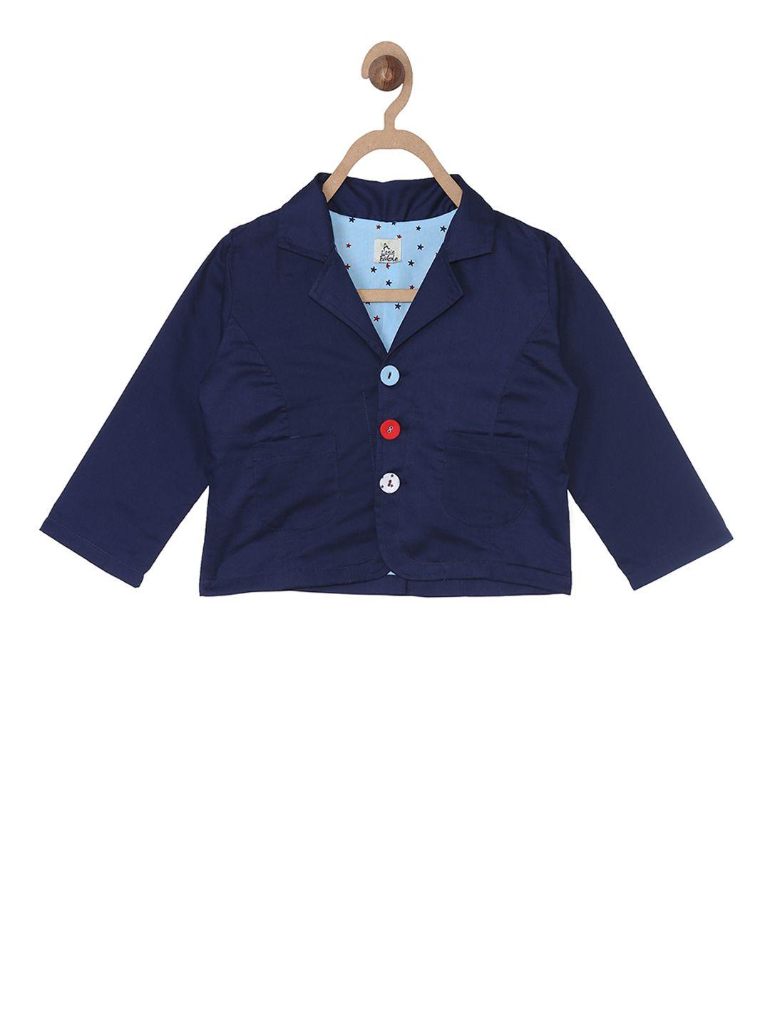 a little fable boys blue solid open front jacket