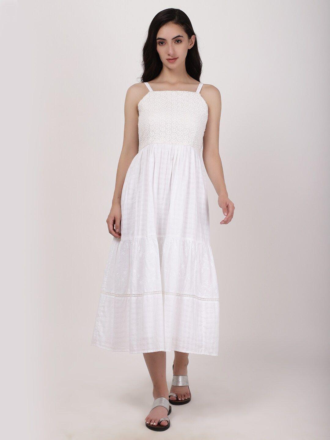 a little fable white fit & flare midi dress