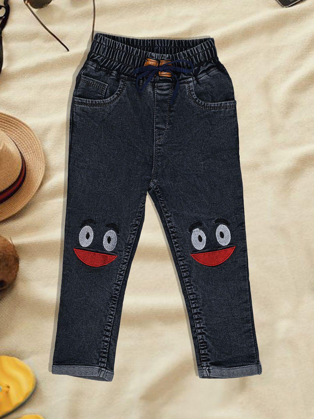 a-okay boys high-rise acid wash embroidered stretchable jeans