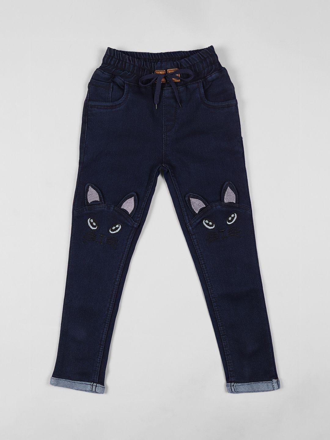 a-okay kids slim fit high-rise mildly distressed embroidered jeans