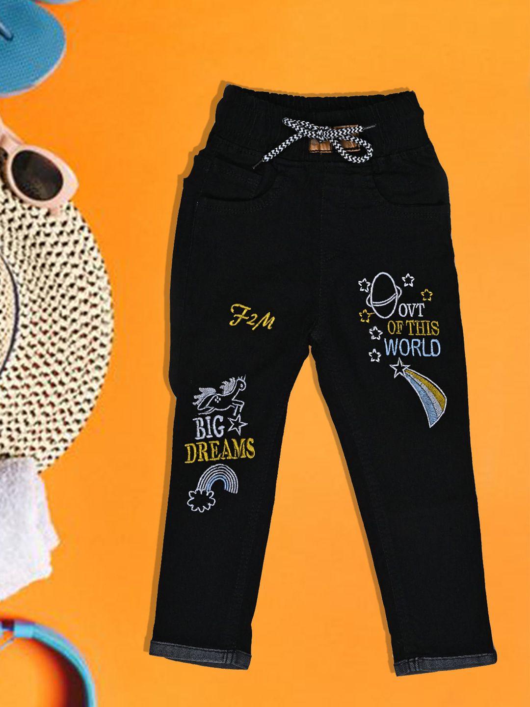 a-okay kids typography embroidered slim fit high-rise trousers