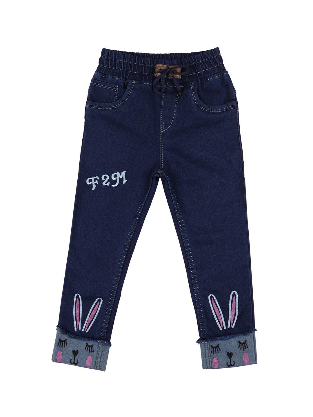 a-okay unisex kids blue jogger embroidered jeans