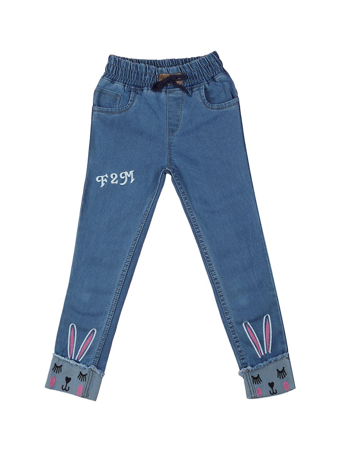 a-okay unisex kids blue jogger embroidered jeans