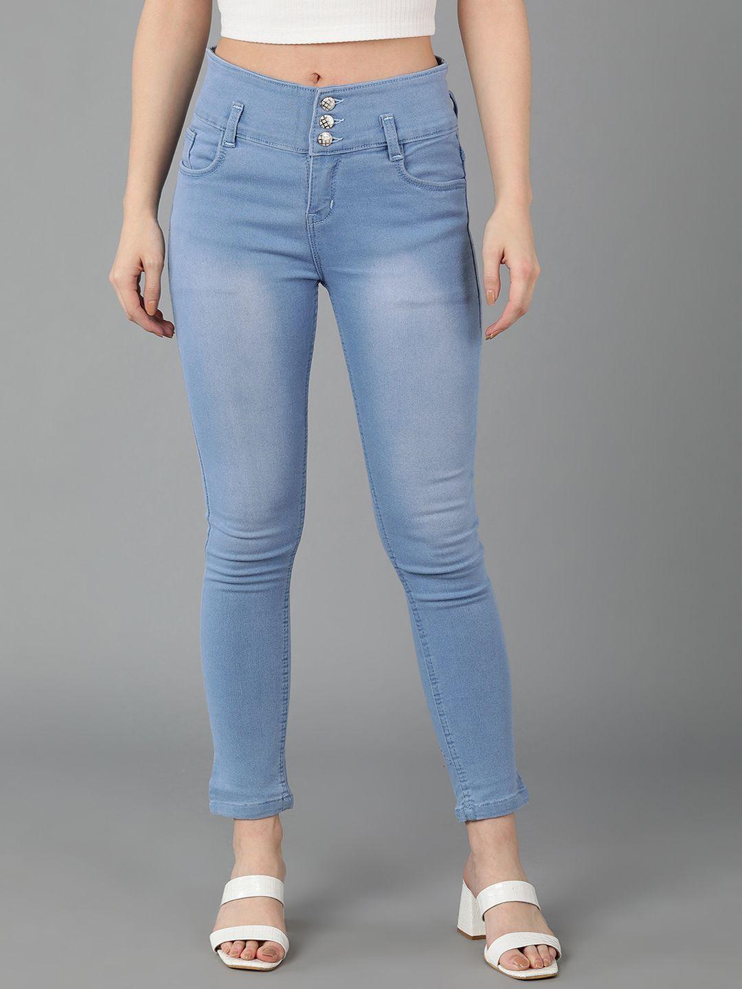 a-okay women skinny fit mid rise light fade stretchable jeans