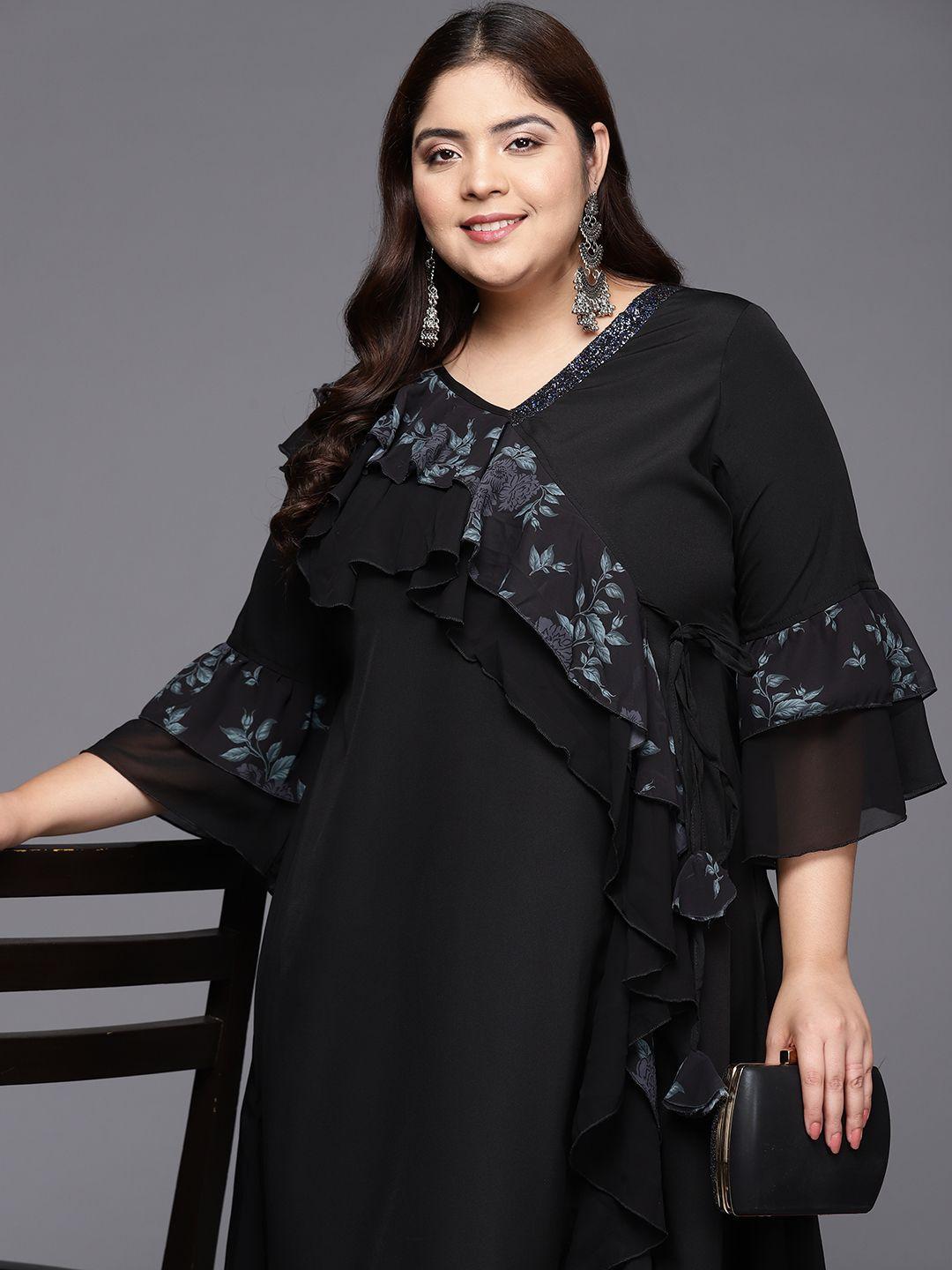 a plus by ahalyaa floral bell sleeves kurta