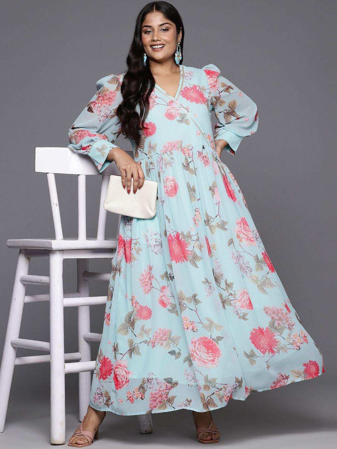 a plus by ahalyaa floral printed a-line maxi dress