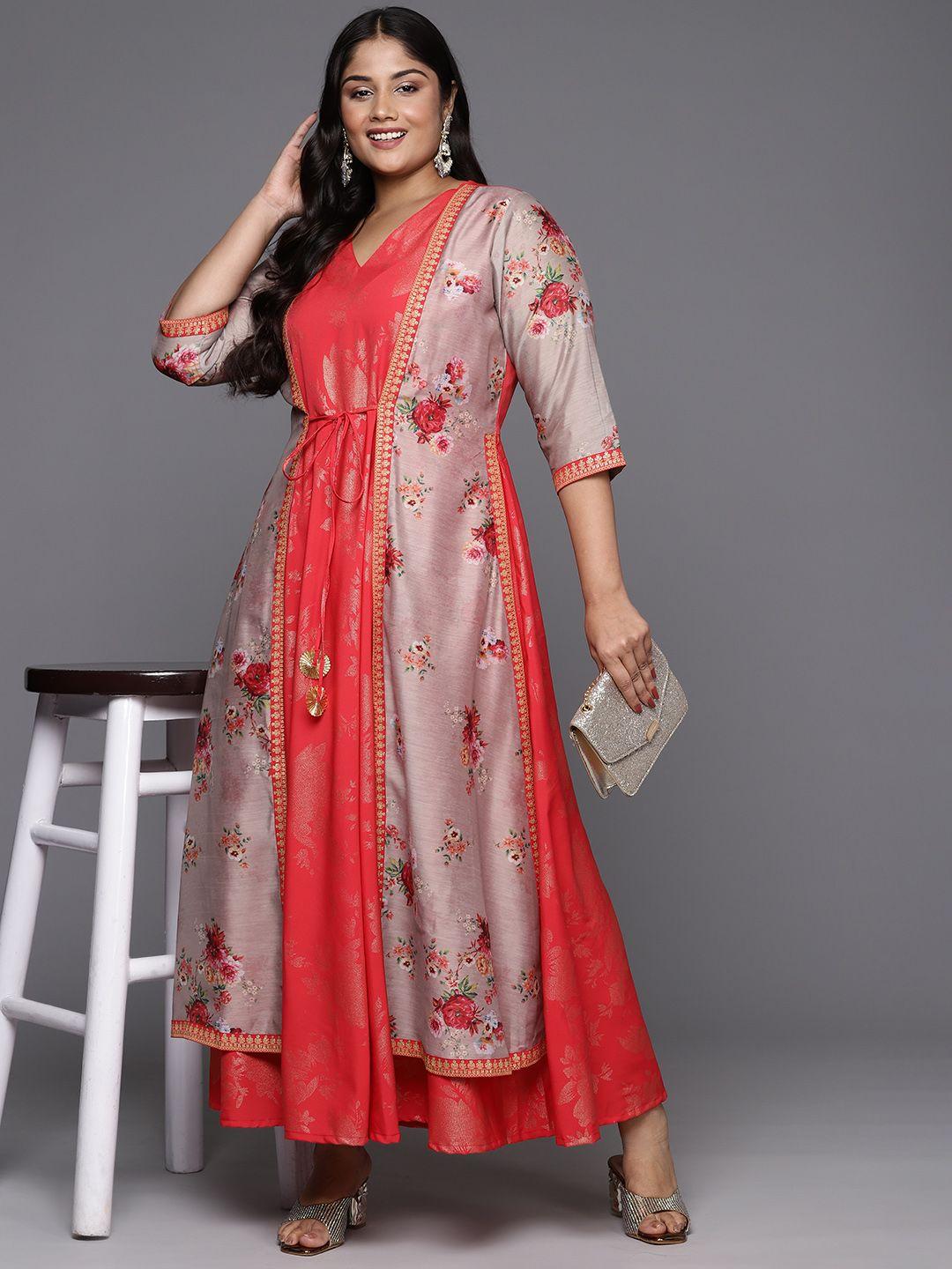 a plus by ahalyaa floral printed a-line maxi dress