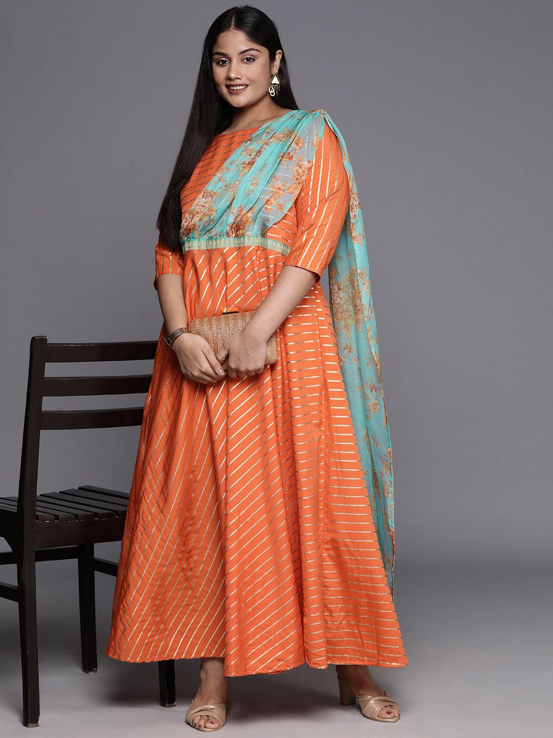 a plus by ahalyaa plus size boat neck maxi ethnic dress