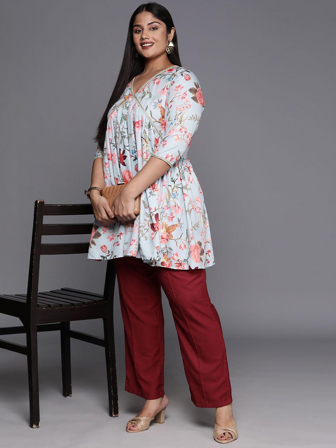 a plus by ahalyaa plus size floral printed tunic