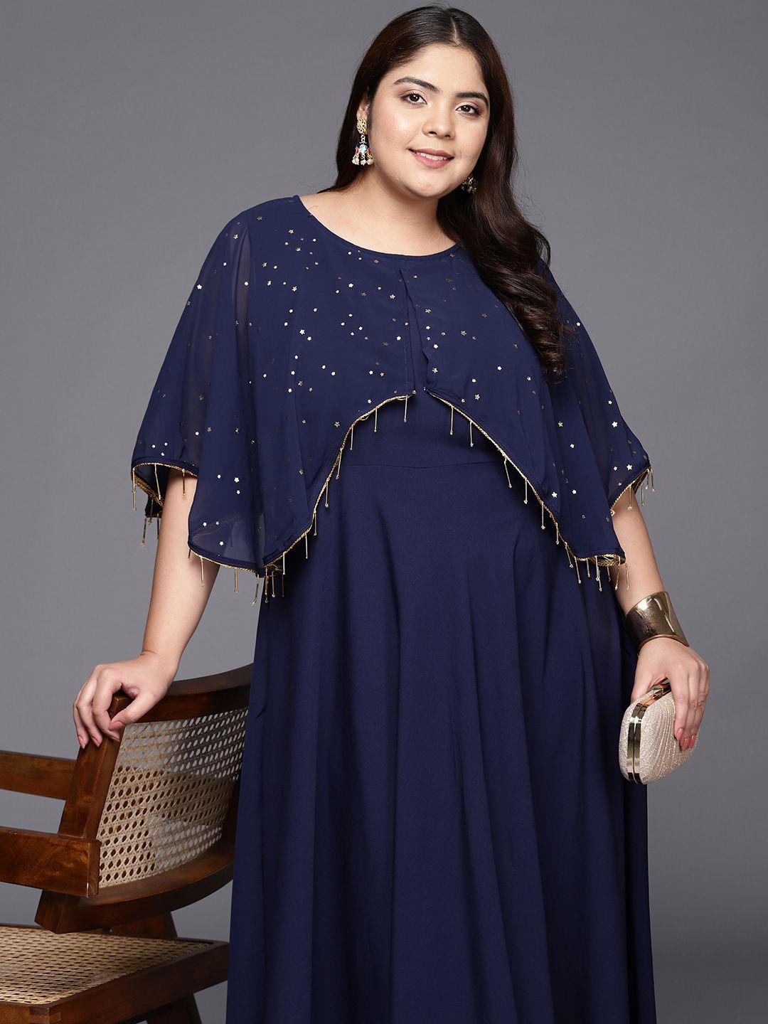 a plus by ahalyaa plus size round neck maxi ethnic dress