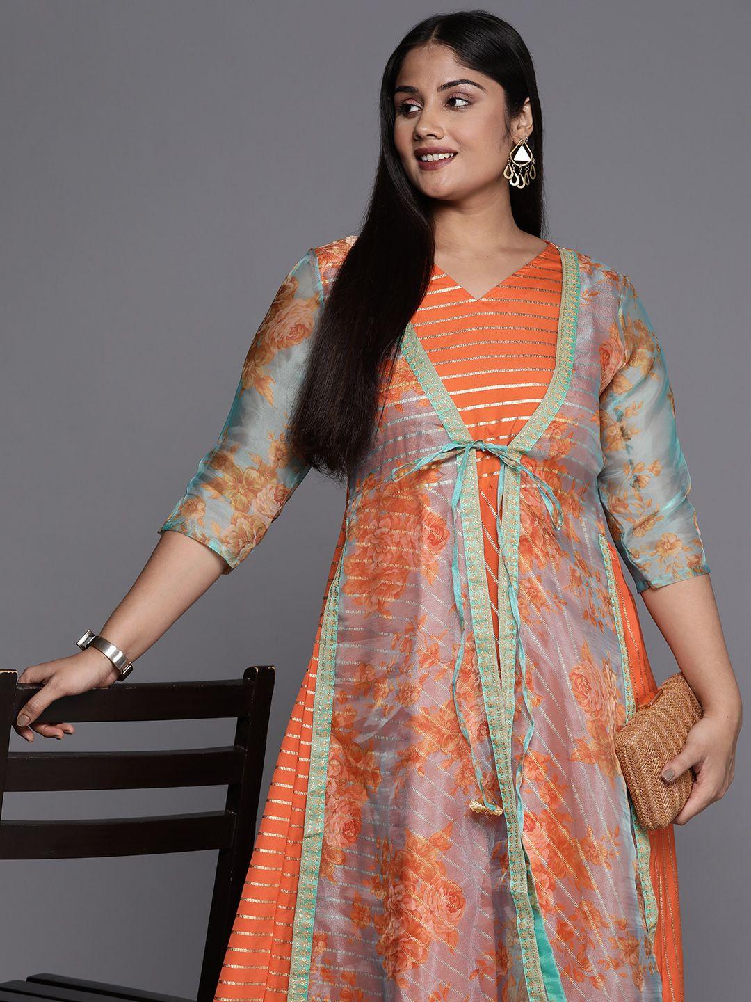 a plus by ahalyaa plus size v-neck maxi ethnic dress