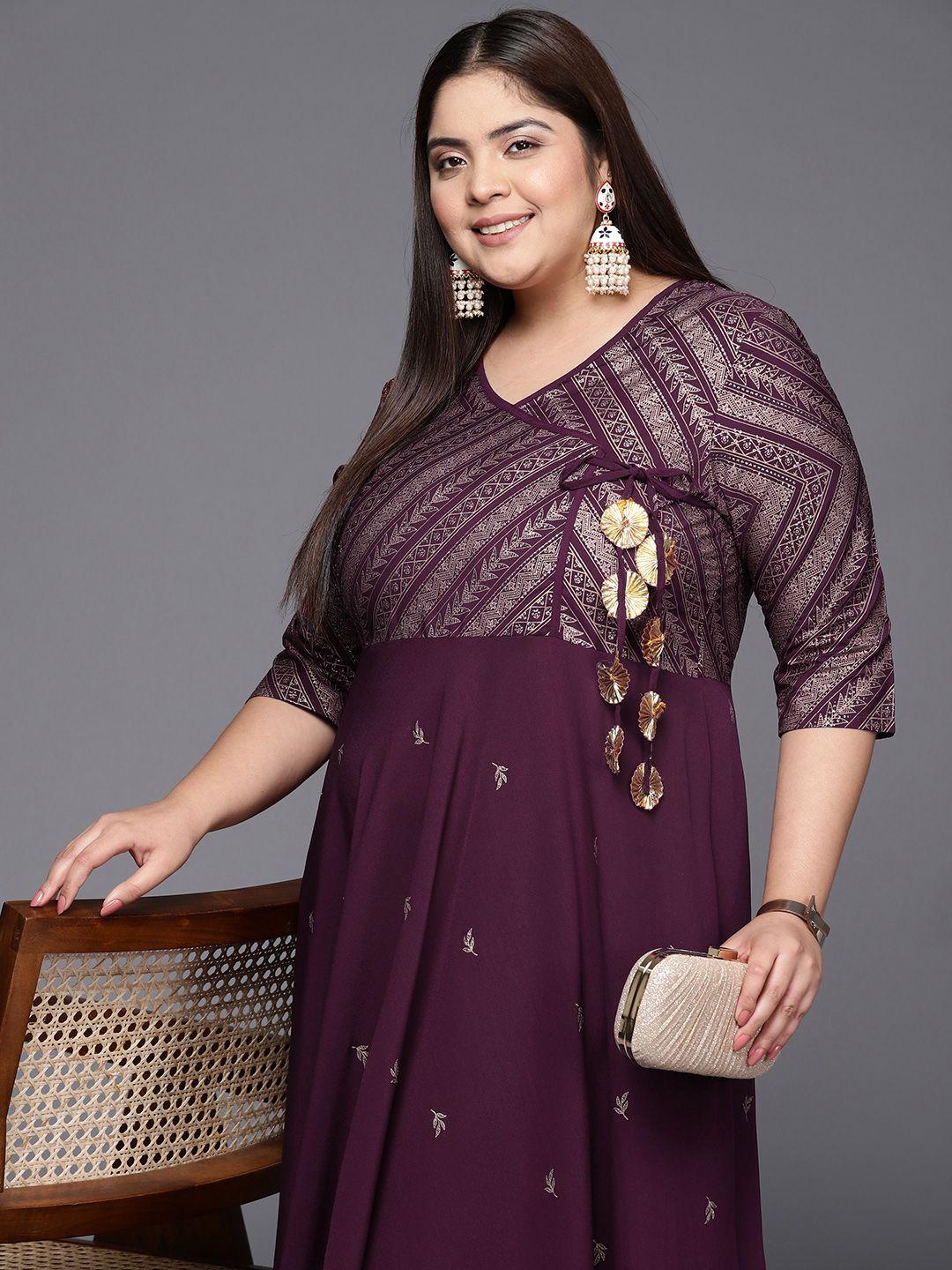 a plus by ahalyaa plus size v-neck maxi ethnic dress