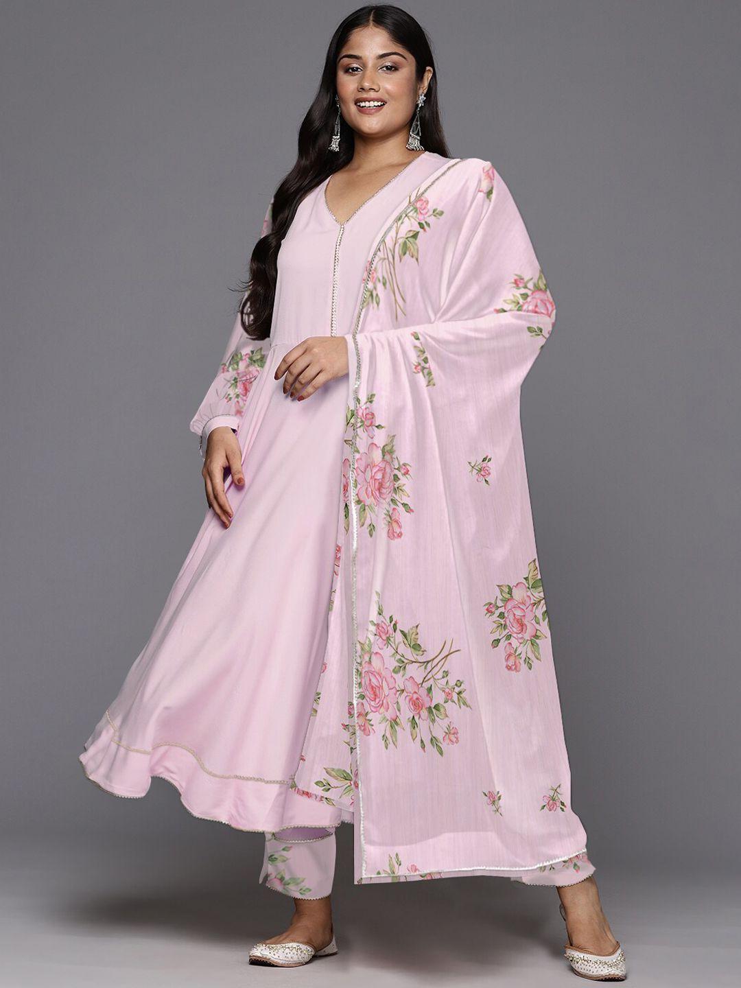 a plus by ahalyaa women empire gotta patti kurta with trousers & with dupatta